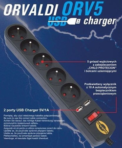 ORVALDI ORV5 5m z ładowarką USB